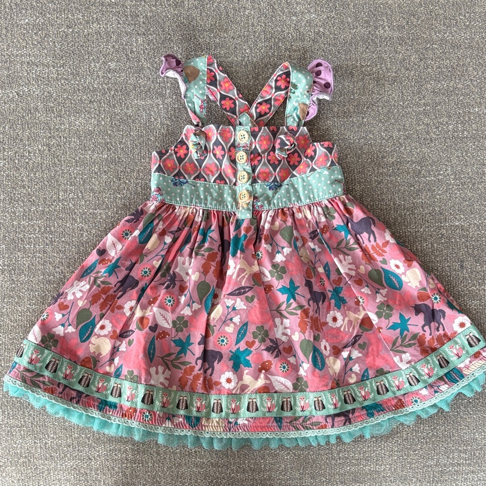 MATILDA JANE Boutique Unicorns Woodland Creatures Tulle Knot Dress 6-12 mos